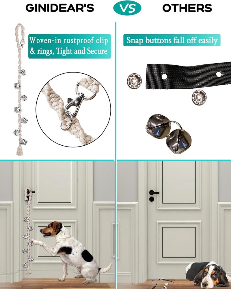 GINIDEAR Dog Bells to Go Outside & Puppy Potty Training, Adjustable Dog Door Bell Ring to Go Potty, Handmade with Premium Yarn. Twisted Style, Beige 2 Count - Image 3